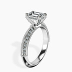 14kt White Gold Dua Side Stone Knife Edge Lab Diamond Ring standing product image one