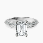Platinum Dua Side Stone Knife Edge Lab Diamond Ring front image