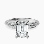 Platinum Dua Side Stone Knife Edge Lab Diamond Ring front image