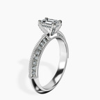14kt White Gold Dua Side Stone Knife Edge Lab Diamond Ring standing product image one