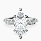 Platinum Dua Side Stone Knife Edge Lab Diamond Ring front image