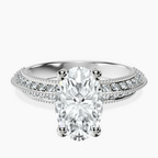 Platinum Dua Side Stone Knife Edge Lab Diamond Ring front image