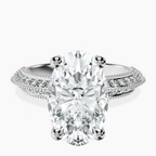 Platinum Dua Side Stone Knife Edge Lab Diamond Ring front image