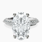 Platinum Dua Side Stone Knife Edge Lab Diamond Ring front image