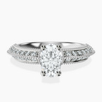 Platinum Dua Side Stone Knife Edge Lab Diamond Ring front image