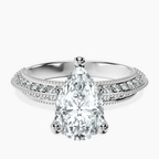 Platinum Dua Side Stone Knife Edge Lab Diamond Ring front image