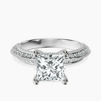 Platinum Dua Side Stone Knife Edge Lab Diamond Ring front image
