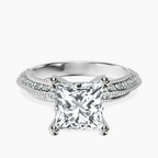Platinum Dua Side Stone Knife Edge Lab Diamond Ring front image