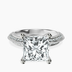 Platinum Dua Side Stone Knife Edge Lab Diamond Ring front image