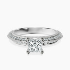 18kt White Gold Dua Side Stone Knife Edge Lab Diamond Ring front image