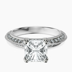 Platinum Dua Side Stone Knife Edge Lab Diamond Ring front image