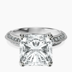 Platinum Dua Side Stone Knife Edge Lab Diamond Ring front image