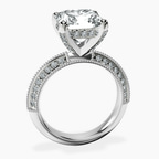 Platinum Dua Side Stone Knife Edge Lab Diamond Ring side right image one