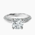 Platinum Dua Side Stone Knife Edge Lab Diamond Ring front image
