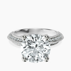 Platinum Dua Side Stone Knife Edge Lab Diamond Ring front image