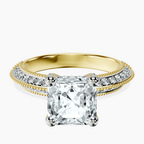 18kt Yellow Gold Dua Side Stone Knife Edge Lab Diamond Ring front image