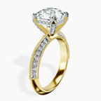 18kt Yellow Gold Dua Side Stone Knife Edge Lab Diamond Ring standing product image one