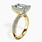10kt Yellow Gold Dua Side Stone Knife Edge Lab Diamond Ring standing product image one