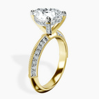 18kt Yellow Gold Dua Side Stone Knife Edge Lab Diamond Ring standing product image one