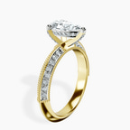 18kt Yellow Gold Dua Side Stone Knife Edge Lab Diamond Ring standing product image one