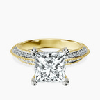 18kt Yellow Gold Dua Side Stone Knife Edge Lab Diamond Ring front image