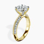 18kt Yellow Gold Dua Side Stone Knife Edge Lab Diamond Ring standing product image one