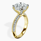 18kt Yellow Gold Dua Side Stone Knife Edge Lab Diamond Ring standing product image one