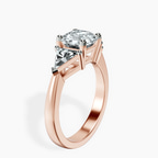 14kt Rose Gold Caroline Three Stone Side Trillion Lab Diamond Ring standing product image one