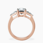 14kt Rose Gold Caroline Three Stone Side Trillion Lab Diamond Ring side right image one