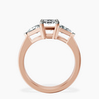 18kt Rose Gold Caroline Three Stone Side Trillion Lab Diamond Ring side right image one