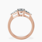 18ct Rose Gold Caroline Three Stone Side Trillion Lab Diamond Ring side right image one