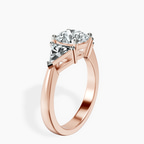 10kt Rose Gold Caroline Three Stone Side Trillion Lab Diamond Ring standing product image one