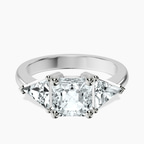 Platinum Caroline Three Stone Side Trillion Lab Diamond Ring front image
