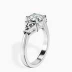 Platinum Caroline Three Stone Side Trillion Lab Diamond Ring standing product image one