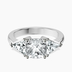 Platinum Caroline Three Stone Side Trillion Lab Diamond Ring front image