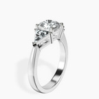 Platinum Caroline Three Stone Side Trillion Lab Diamond Ring standing product image one