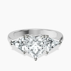 Platinum Caroline Three Stone Side Trillion Lab Diamond Ring front image