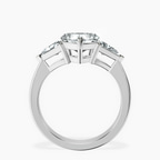 Platinum Caroline Three Stone Side Trillion Lab Diamond Ring side right image one