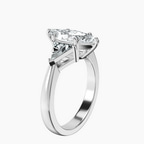 Platinum Caroline Three Stone Side Trillion Lab Diamond Ring standing product image one