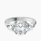 Platinum Caroline Three Stone Side Trillion Lab Diamond Ring front image