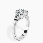 Platinum Caroline Three Stone Side Trillion Lab Diamond Ring standing product image one