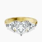10kt Yellow Gold Caroline Three Stone Side Trillion Lab Diamond Ring front image