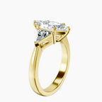 18kt Yellow Gold Caroline Three Stone Side Trillion Lab Diamond Ring standing product image one