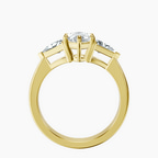 18kt Yellow Gold Caroline Three Stone Side Trillion Lab Diamond Ring side right image one