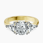 18kt Yellow Gold Caroline Three Stone Side Trillion Lab Diamond Ring front image