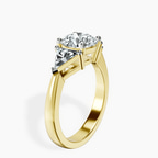 18kt Yellow Gold Caroline Three Stone Side Trillion Lab Diamond Ring standing product image one