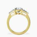 18kt Yellow Gold Caroline Three Stone Side Trillion Lab Diamond Ring side right image one