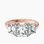 14kt Rose Gold Dianna Three Stone Side Trapezium Lab Diamond Ring front image