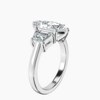 18kt White Gold Dianna Three Stone Side Trapezium Lab Diamond Ring standing product image one