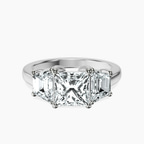 Platinum Dianna Three Stone Side Trapezium Lab Diamond Ring front image